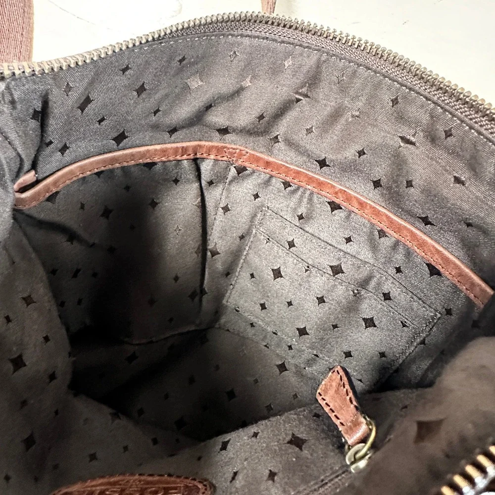 Fossil Soft Leather Gold Purse Rustic Antique Brass Cross-Body Metallic‎